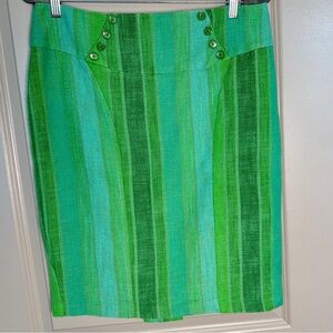 Anthropologie Eva Franco Green Ombre Stripe Classic Pencil Skirt Size 12